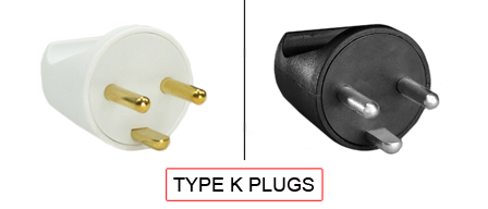 TYPE K Plugs are used in the following Countries:
<br>
Primary Country known for using TYPE K plugs is Denmark.
<br>Additional Countries that use TYPE K plugs are Greenland and Faroe Islands.

<br><font color="yellow">*</font> Additional Type K Electrical Devices:

<br><font color="yellow">*</font> <a href="https://internationalconfig.com/icc6.asp?item=TYPE-K-CONNECTORS" style="text-decoration: none">Type K Connectors</a> 

<br><font color="yellow">*</font> <a href="https://internationalconfig.com/icc6.asp?item=TYPE-K-OUTLETS" style="text-decoration: none">Type K Outlets</a> 

<br><font color="yellow">*</font> <a href="https://internationalconfig.com/icc6.asp?item=TYPE-K-POWER-CORDS" style="text-decoration: none">Type K Power Cords</a> 

<br><font color="yellow">*</font> <a href="https://internationalconfig.com/icc6.asp?item=TYPE-K-POWER-STRIPS" style="text-decoration: none">Type K Power Strips</a>

<br><font color="yellow">*</font> <a href="https://internationalconfig.com/icc6.asp?item=TYPE-K-ADAPTERS" style="text-decoration: none">Type K Adapters</a>

<br><font color="yellow">*</font> <a href="https://internationalconfig.com/worldwide-electrical-devices-selector-and-electrical-configuration-chart.asp" style="text-decoration: none">Worldwide Selector. All Countries by TYPE.</a>

<br>View examples of TYPE K plugs below.